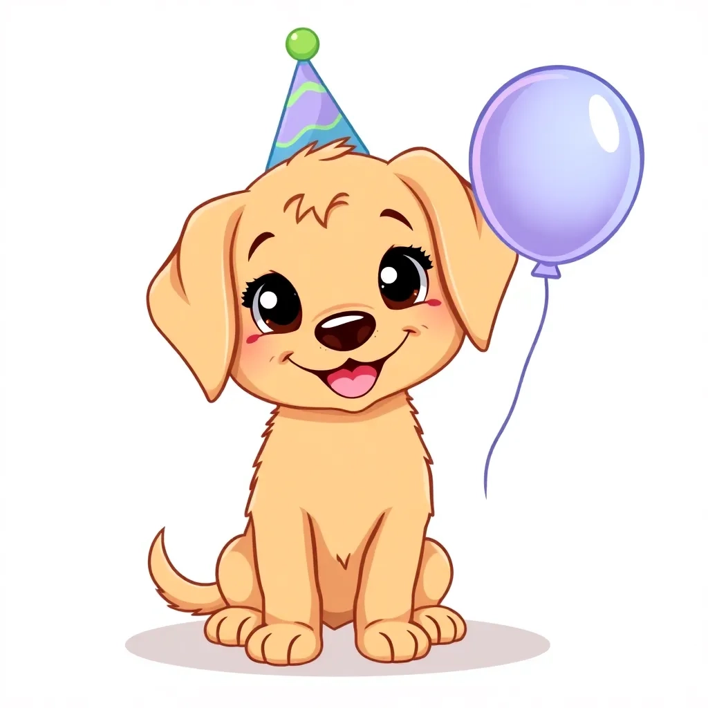Cute party puppy with birthday hat
